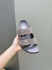 Fortok Balenciaga Taupe Suede Double-Buckle Slide Sandals  - 6