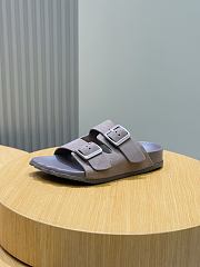 Fortok Balenciaga Taupe Suede Double-Buckle Slide Sandals  - 5