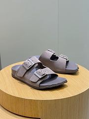 Fortok Balenciaga Taupe Suede Double-Buckle Slide Sandals  - 4