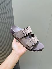 Fortok Balenciaga Taupe Suede Double-Buckle Slide Sandals  - 2