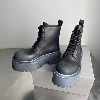 Fortok Balenciaga Strike 80mm Platform Combat Boots Black