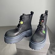 Fortok Balenciaga Strike 80mm Platform Combat Boots Charm Black - 1