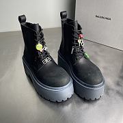 Fortok Balenciaga Strike 80mm Platform Combat Boots Charm Black - 3