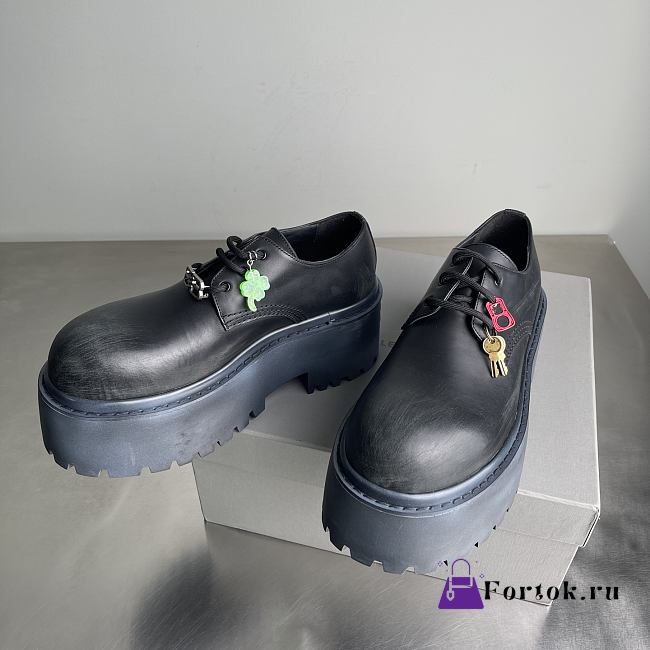 Fortok Balenciaga Strike Platform Derby With Charm Black 80mm - 1