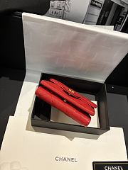 Fortok Chanel Red Quilted Caviar Classic Flap Card Holder Wallet 10.5*7.5*3cm - 2