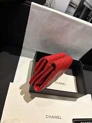 Fortok Chanel Red Quilted Caviar Classic Flap Card Holder Wallet 10.5*7.5*3cm - 3