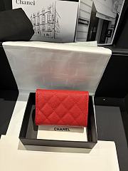 Fortok Chanel Red Quilted Caviar Classic Flap Card Holder Wallet 10.5*7.5*3cm - 4