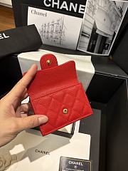 Fortok Chanel Red Quilted Caviar Classic Flap Card Holder Wallet 10.5*7.5*3cm - 6