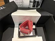 Fortok Chanel Coral Pink Quilted Caviar Classic Flap Card Holder Wallet 10.5*7.5*3cm - 3