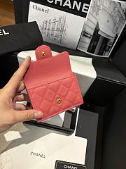 Fortok Chanel Coral Pink Quilted Caviar Classic Flap Card Holder Wallet 10.5*7.5*3cm - 4