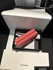 Fortok Chanel Coral Pink Quilted Caviar Classic Flap Card Holder Wallet 10.5*7.5*3cm - 5
