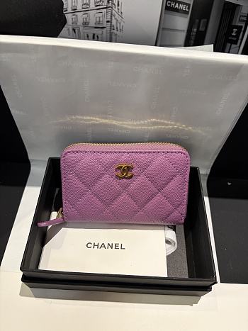 Fortok Chanel Zip Coin Purse Light Purple 11*7cm