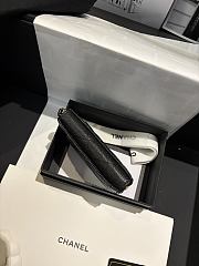 Fortok Chanel Card Holder Zipper Wallet Caviar Black 7.5×2×11cm - 5