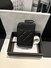 Fortok Chanel Card Holder Zipper Wallet Caviar Black 7.5×2×11cm - 4