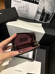 Fortok Chanel Card Holder Zipper Wallet Caviar Black 7.5×2×11cm - 2
