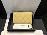 Fortok Chanel Lambskin Zip Around Coin Purse Wallet Light Yellow 11*7cm - 4