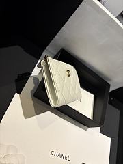 Fortok Chanel Lambskin Zip Around Coin Purse Wallet White 11*7cm - 6