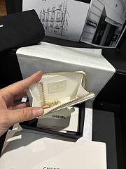 Fortok Chanel Lambskin Zip Around Coin Purse Wallet White 11*7cm - 5