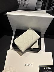 Fortok Chanel Lambskin Zip Around Coin Purse Wallet White 11*7cm - 4