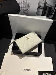 Fortok Chanel Lambskin Zip Around Coin Purse Wallet White 11*7cm - 2