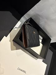 Fortok Chanel Lambskin Zip Around Coin Purse Wallet Black 11*7cm - 6
