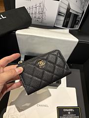 Fortok Chanel Lambskin Zip Around Coin Purse Wallet Black 11*7cm - 4