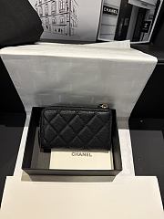 Fortok Chanel Lambskin Zip Around Coin Purse Wallet Black 11*7cm - 3