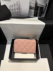 Fortok Chanel Lambskin Zip Around Coin Purse Wallet Light Pink 11*7cm - 3
