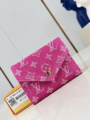 Fortok Louis Vuitton Victorine Wallet Fuchsia Denim 12 x 9.5 x 2.5cm