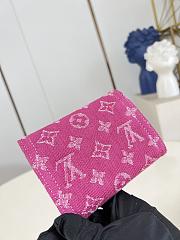 Fortok Louis Vuitton Victorine Wallet Fuchsia Denim 12 x 9.5 x 2.5cm - 2