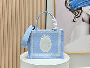 Fortok Dior Small Dior Book Tote with Strap Celestial Blue Dior Oblique Embroidery with White Lace and Dior Médaillon 26*8*22cm - 1