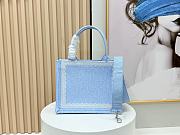 Fortok Dior Small Dior Book Tote with Strap Celestial Blue Dior Oblique Embroidery with White Lace and Dior Médaillon 26*8*22cm - 2