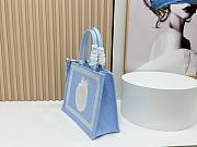 Fortok Dior Medium Dior Book Tote with Strap Celestial Blue Dior Oblique Embroidery with White Lace and Dior Médaillon 36*27*16cm - 2