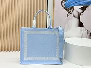 Fortok Dior Large Dior Book Tote with Strap Celestial Blue Dior Oblique Embroidery with White Lace and Dior Médaillon 41*14*32cm - 6