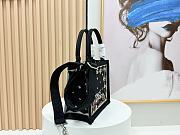 Fortok Dior Dioramour Small Dior Book Tote with Strap Black Multicolor Revolution Flowers Embroidery 26*8*22cm - 3