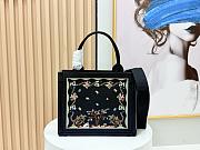 Fortok Dior Dioramour Small Dior Book Tote with Strap Black Multicolor Revolution Flowers Embroidery 26*8*22cm - 5