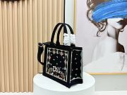 Fortok Dior Dioramour Small Dior Book Tote with Strap Black Multicolor Revolution Flowers Embroidery 26*8*22cm - 6