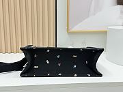 Fortok Dior Dioramour Medium Dior Book Tote with Strap Black Multicolor Revolution Flowers Embroidery 36*27*16cm - 6