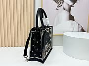 Fortok Dior Dioramour Medium Dior Book Tote with Strap Black Multicolor Revolution Flowers Embroidery 36*27*16cm - 4