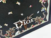 Fortok Dior Dioramour Medium Dior Book Tote with Strap Black Multicolor Revolution Flowers Embroidery 36*27*16cm - 5