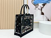 Fortok Dior Dioramour Large Dior Book Tote with Strap Black Multicolor Revolution Flowers Embroidery 41*14*32cm - 3