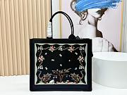 Fortok Dior Dioramour Large Dior Book Tote with Strap Black Multicolor Revolution Flowers Embroidery 41*14*32cm - 4