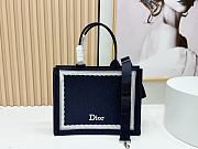 Fortok Dior Medium Dior Book Tote with Strap Blue Dior Oblique Embroidery with White Lace and Dior Médaillon 36*27*16cm - 2