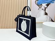 Fortok Dior Large Dior Book Tote with Strap Blue Dior Oblique Embroidery with White Lace and Dior Médaillon 41*14*32cm - 5