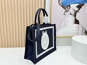 Fortok Dior Large Dior Book Tote with Strap Blue Dior Oblique Embroidery with White Lace and Dior Médaillon 41*14*32cm - 3