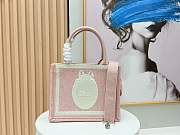 Fortok Dior Small Book Tote with Strap Celestial Pink Dior Oblique Embroidery with White Lace and Dior Médaillon 26*8*22cm - 6