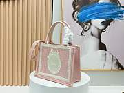 Fortok Dior Small Book Tote with Strap Celestial Pink Dior Oblique Embroidery with White Lace and Dior Médaillon 26*8*22cm - 4