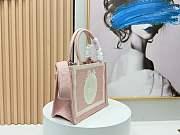 Fortok Dior Small Book Tote with Strap Celestial Pink Dior Oblique Embroidery with White Lace and Dior Médaillon 26*8*22cm - 3