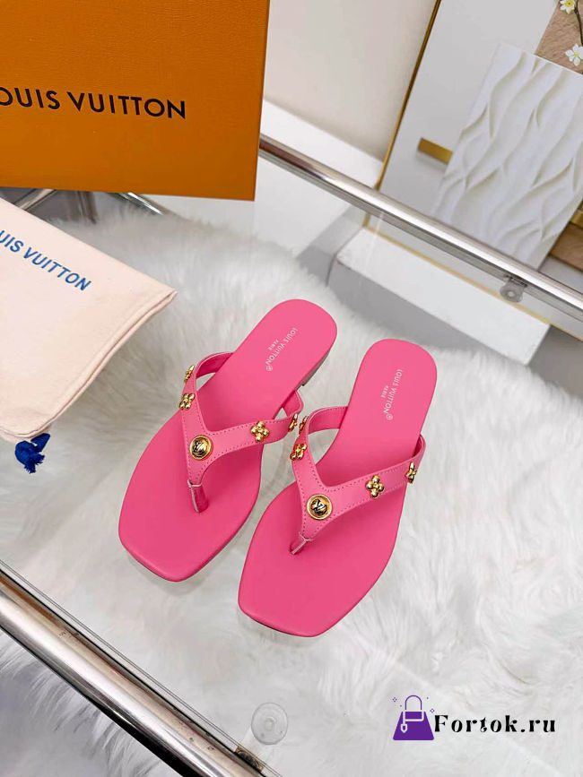 Fortok Louis Vuitton Gaia Flat Thongs Hot Pink - 1