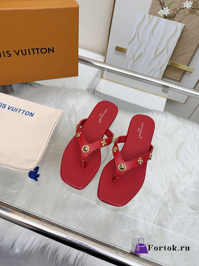 Fortok Louis Vuitton Gaia Flat Thongs Red - 1